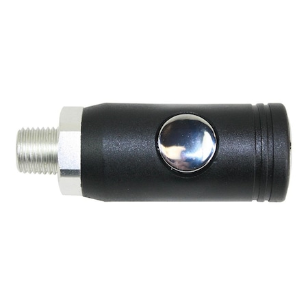 Interstate Pneumatics 1/4 Inch Universal Push Button Aluminum Coupler x 1/4 Inch Male NPT with Plastic Sleeve, PK 6 CG441PB-D6